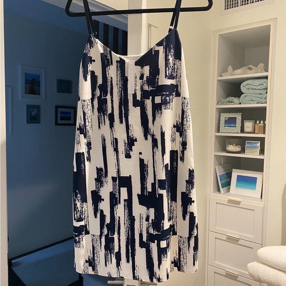 Abstract Navy and White Dress